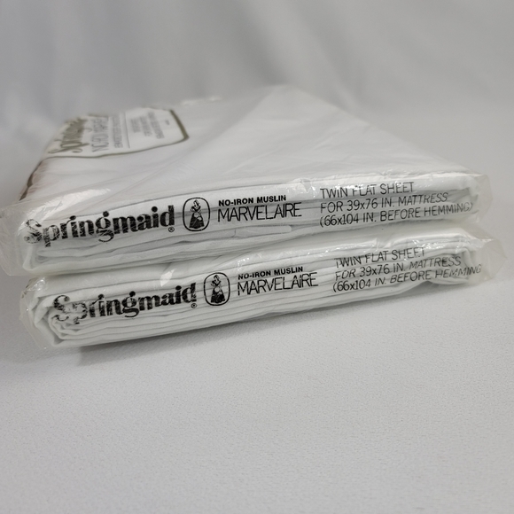 (2) Vtg No-Iron Muslin Twin Flat Sheet By Springmaid - Marvelaire - Picture 7 of 10